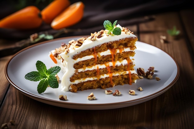 Rebanadas de pastel de zanahoria en un plato