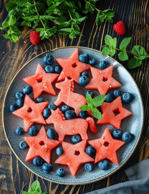 Rebanadas de sandía en forma de estrellas