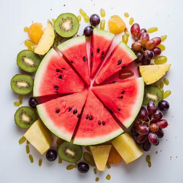 Rebanadas de sandía con una fruta servida