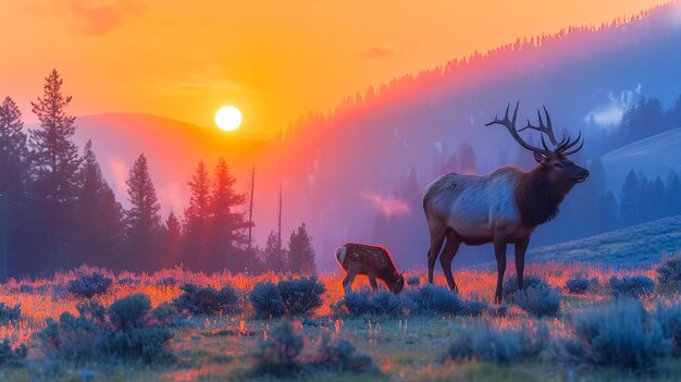 El rebaño de ciervos en el corazón de Yellowstone