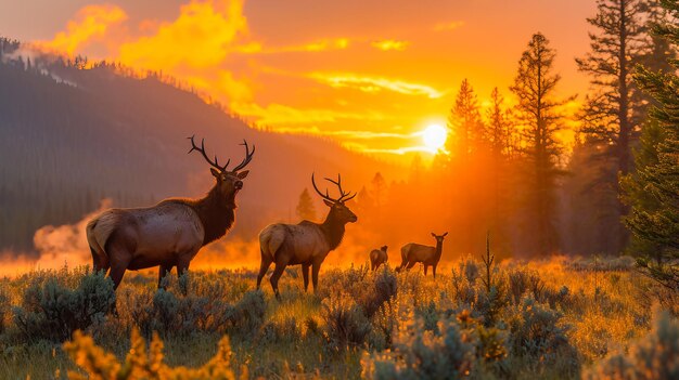 El rebaño de ciervos en el corazón de Yellowstone