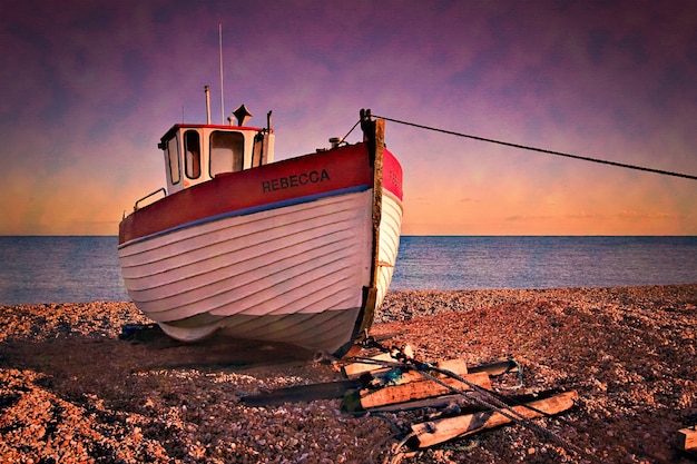 Rebecca em Dungeness Beach