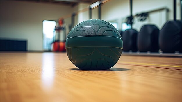 Rebotador de pelota de medicina en un gimnasio vacío