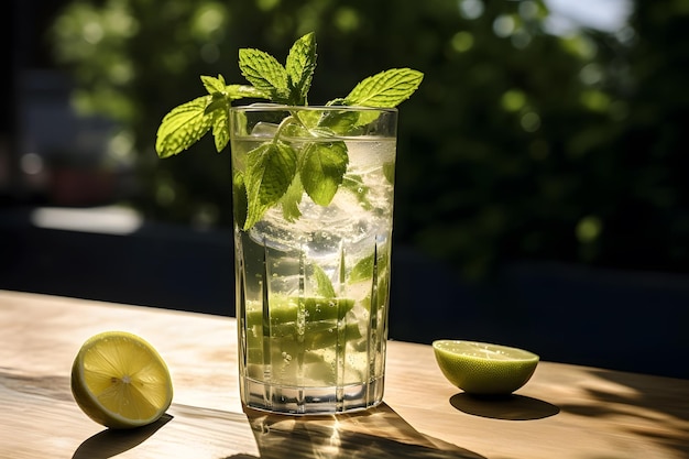 Rebujito bebida típica andaluza con refresco de vino y menta.