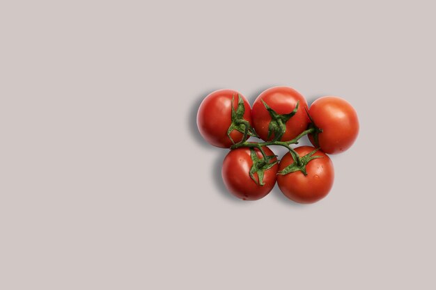 Foto recarregue a vista de tomates vermelhos isolados em fundo cinza adequado para o seu projeto de design