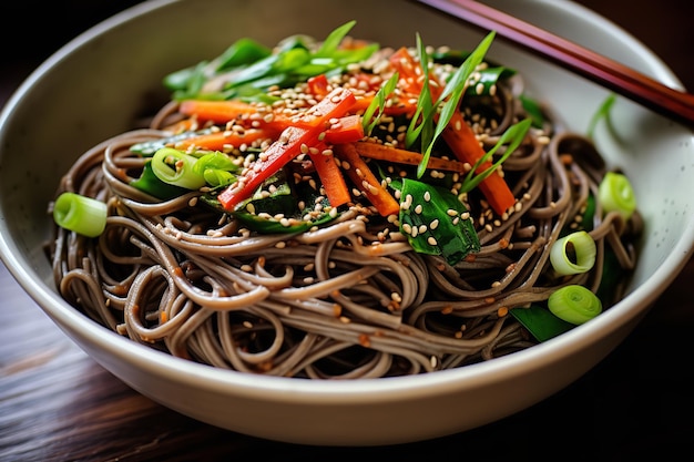 Receita de almoço saudável com macarrão de gergelim Soba