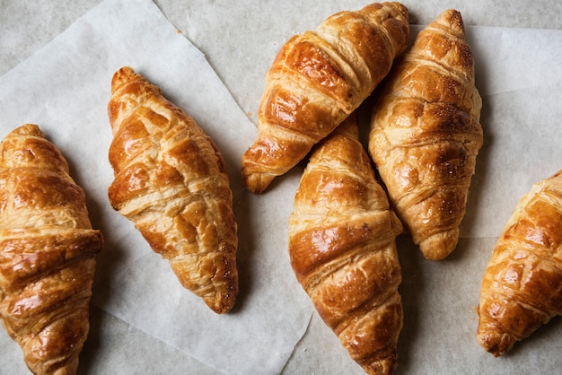 Receita de fotografia de comida de croissants caseiros