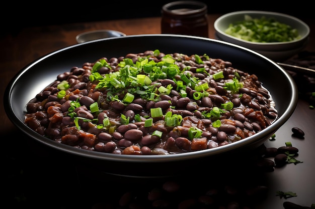 Receita de jantar de feijão preto fotografia de comida