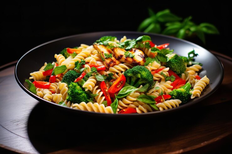 Foto receita de jantar pasta primavera