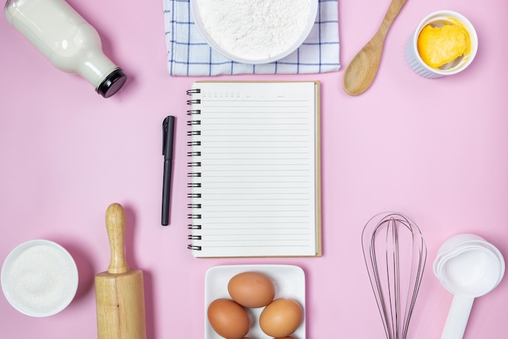 Foto receita de menu de ingredientes alimentares em fundo rosa