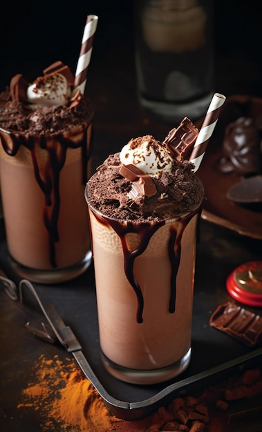 Receita de milk-shake de chocolate da morte comida e entretenimento doméstico gerado por IA generativ