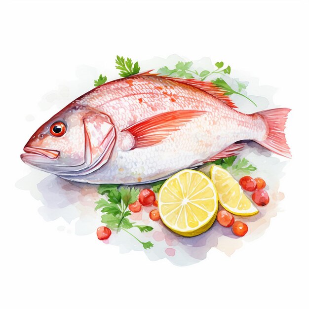 Foto receita de snapper de cauda amarela em fundo branco