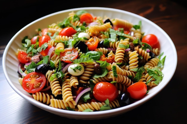 Receita fácil de almoço saudável com salada de macarrão