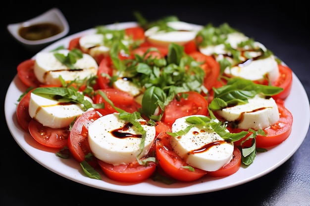 Foto receita italiana de salada de mozzarella de tomate