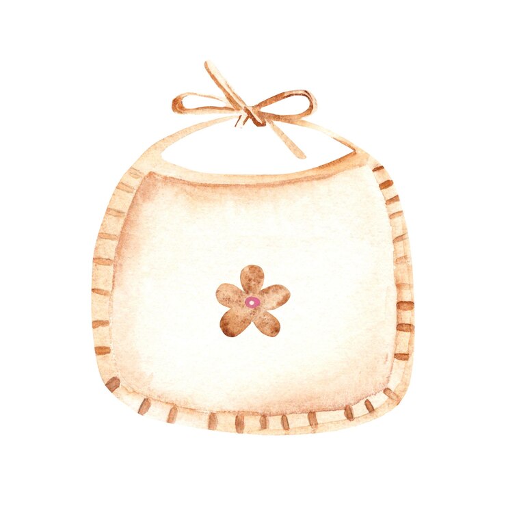 Foto recém-nascido bebê beige bib com flor para menina aquarela ilustração desenhada à mão de um bebê bonito