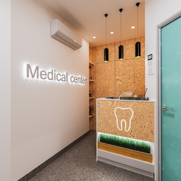 Foto recepción en diseño de clínica dental en un estilo moderno