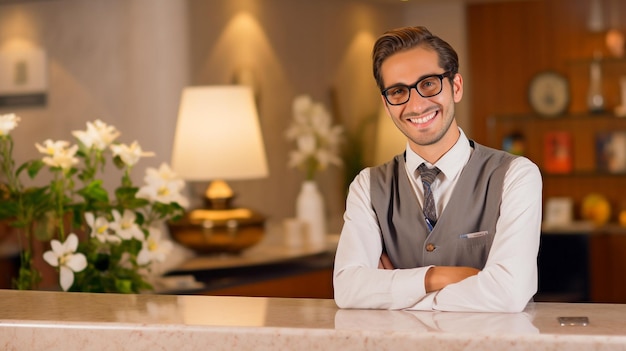 Recepcionista de un hotel usando IA generativa