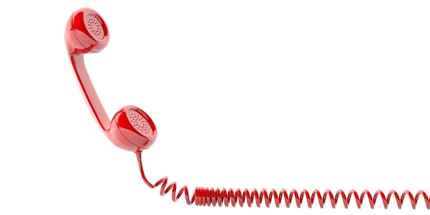 Foto receptor de telefone velho vermelho na ilustração 3d de fundo branco