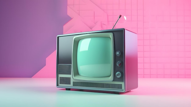 Receptor de TV retro ilustración colorida IA generativa
