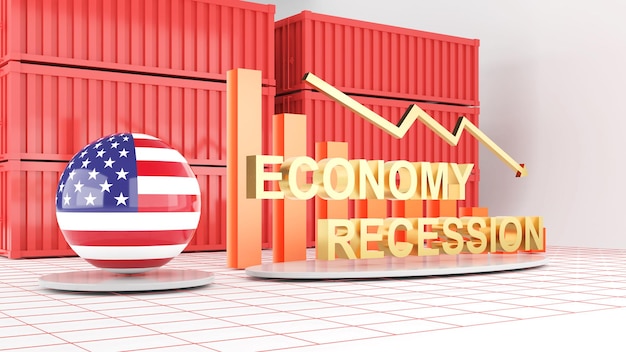 Recesión de la economía estadounidenseRecesión económicaReducción del comercio de inversionesRepresentación 3D