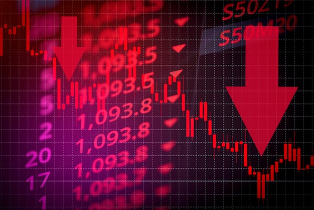 Foto la recesión económica, el colapso de las acciones, el mercado rojo, la guerra comercial, el mundo económico, los negocios financieros y la crisis bursátil y la caída de los mercados debido a la pandemia de coronavirus covid-19 o la relación entre estados unidos y china.