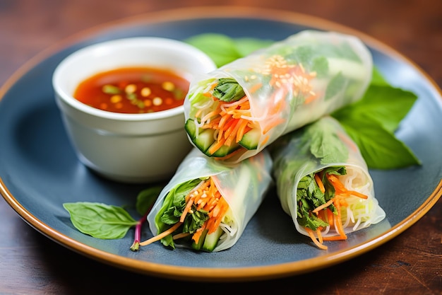 Receta de almuerzo saludable con rollitos de primavera frescos