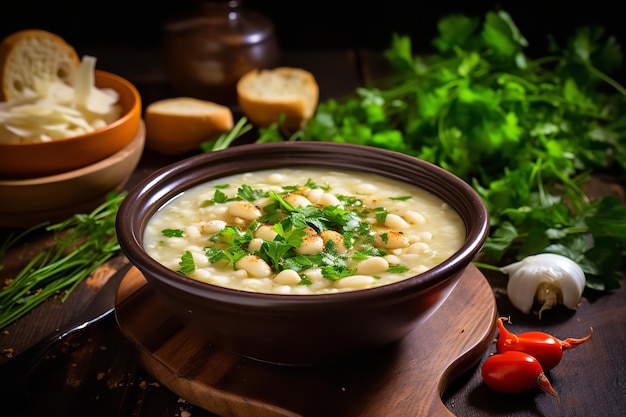 Receta de almuerzo saludable con sopa de frijoles blancos