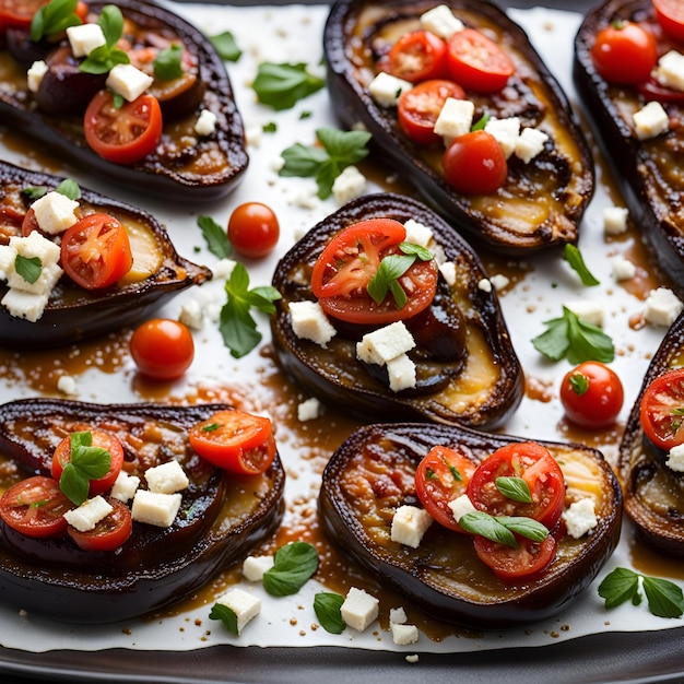 Receta de berenjena al horno mediterránea con tomate y feta