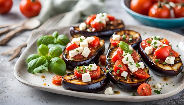 Receta de berenjena al horno mediterránea con tomate y feta