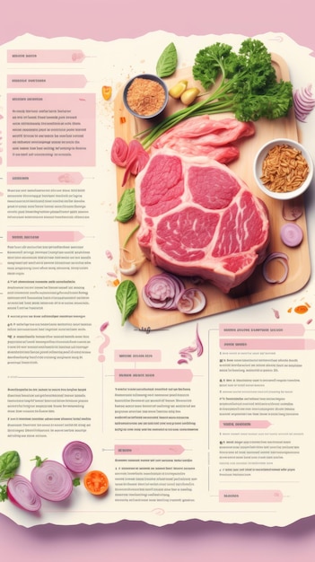Receta caprichosa Página Ilustração 2D Cores pastel e formas simples Trazem a receita de carne de porco puxada para
