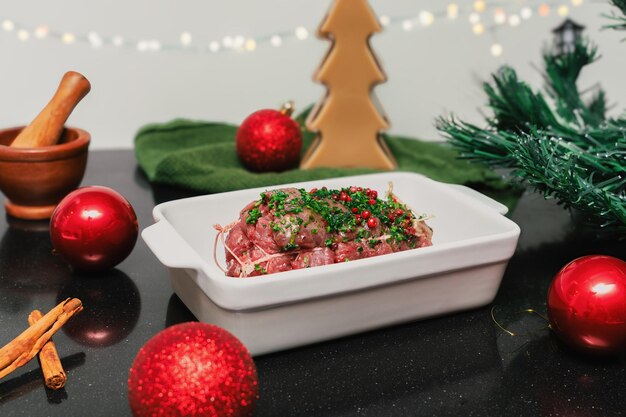 Foto receta de carne de res para la cena de navidad receta de comida de carne de navidad para toda la familia