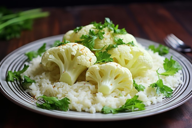 Receta de cena de arroz con coliflor