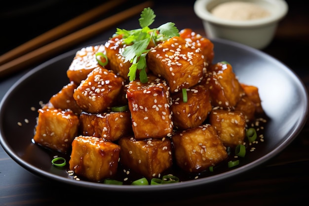 Receta de cena crujiente de tofu y sésamo