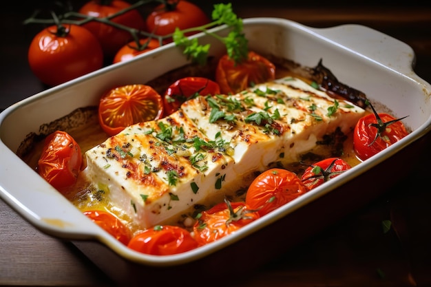 Receta de cena de queso feta al horno