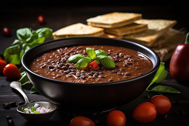 Receta de cena de sopa de frijoles negros