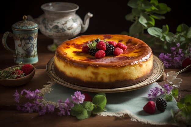 Receta deliciosa de acuarela de pastel de queso vasco