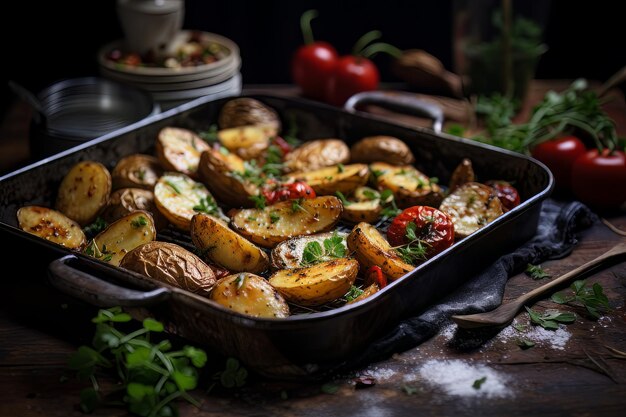 Receta de patatas asadas Vegana Fotografía de comida