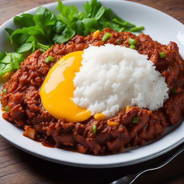 Receta de ternera con huevo y arroz