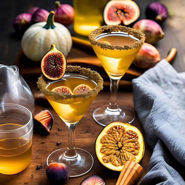 Recetas de bebidas de otoño e invierno cóctel de martini con tomillo de higo y miel