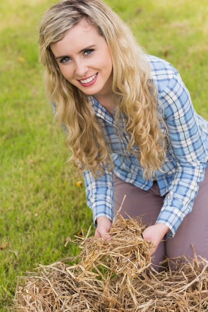 Foto recht blondes gefühl gelbes stroh