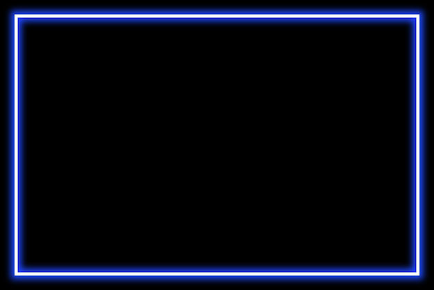 Foto rechteckiger neonrahmen mit blauem licht auf schwarzem hintergrund