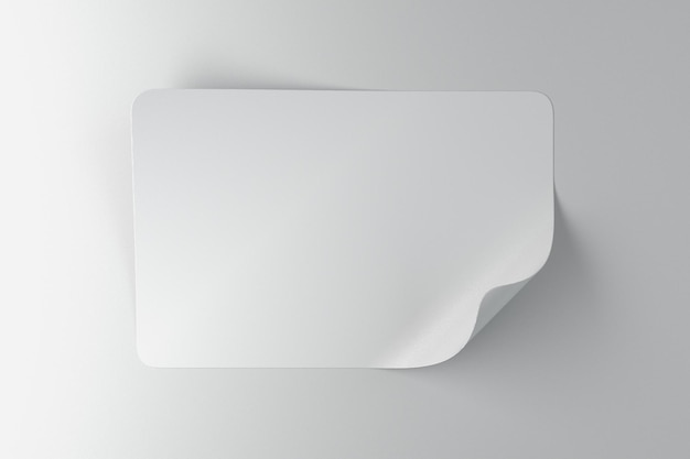Rechteckiger weißer Aufkleber mit abgerundeten Rändern 3D-Render-Bild