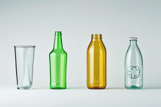 Foto reciclagem de vidro reciclagem de garrafas de vidro em recipientes