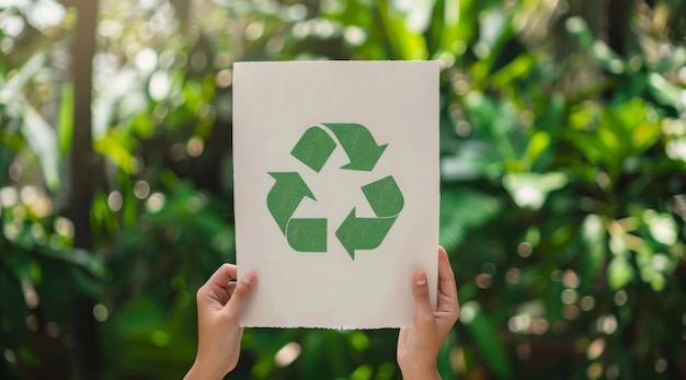 Reciclagem manual e voluntário segurando um cartaz para o conceito de conscientização ambiental e sustentabilidade