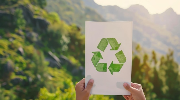 Reciclagem manual e voluntário segurando um cartaz para o conceito de conscientização ambiental e sustentabilidade