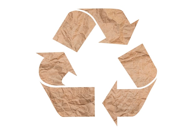 Reciclagem Reciclagem eco símbolo As setas recicladas assinam perto de materiais para reciclar e reutilizar na vista superior do fundo do papel Recicle o logotipo do papel reciclado