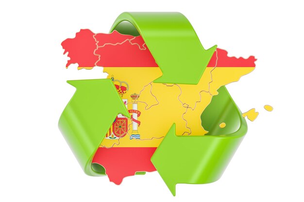 Foto el reciclaje en españa concepto de representación en 3d