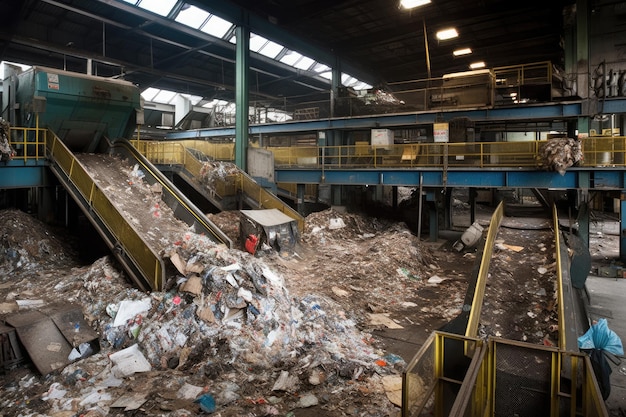 Foto el reciclaje podría representar una instalación donde los desechos se clasifican y procesan para su reutilización ia generativa