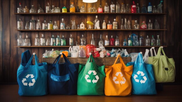 Foto el reciclaje de productos reutilizables promueve la sostenibilidad y la conciencia ambiental