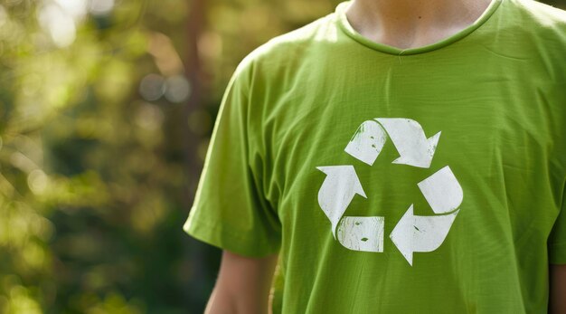 Reciclar ecológico e pessoa com camiseta para consciência ambiental e conceito de sustentabilidade